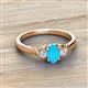 2 - Gianna 7x5 mm Oval Shape Turquoise and Round Diamond Three Stone Engagement Ring 