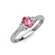 3 - Gianna 7x5 mm Oval Shape Pink Tourmaline and Round Diamond Three Stone Engagement Ring 