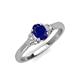 3 - Gianna 7x5 mm Oval Shape Blue Sapphire and Round Diamond Three Stone Engagement Ring 
