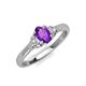 3 - Gianna 7x5 mm Oval Shape Amethyst and Round Diamond Three Stone Engagement Ring 