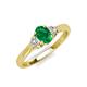 3 - Gianna 7x5 mm Oval Shape Emerald and Round Diamond Three Stone Engagement Ring 