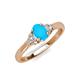 3 - Gianna 7x5 mm Oval Shape Turquoise and Round Diamond Three Stone Engagement Ring 