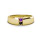 1 - Ethan 3.00 mm Round Amethyst and Black Diamond 2 Stone Men Wedding Ring 