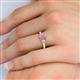 5 - Gianna 7x5 mm Oval Shape Pink Sapphire and Round Diamond Three Stone Engagement Ring 