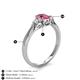 4 - Gianna 7x5 mm Oval Shape Pink Tourmaline and Round Diamond Three Stone Engagement Ring 
