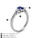 4 - Gianna 7x5 mm Oval Shape Blue Sapphire and Round Diamond Three Stone Engagement Ring 