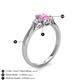 4 - Gianna 7x5 mm Oval Shape Pink Sapphire and Round Diamond Three Stone Engagement Ring 