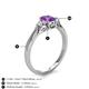 4 - Gianna 7x5 mm Oval Shape Amethyst and Round Diamond Three Stone Engagement Ring 