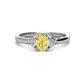 1 - Gianna 7x5 mm Oval Shape Yellow Sapphire and Round Lab Grown Diamond Three Stone Engagement Ring 