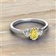 2 - Gianna 7x5 mm Oval Shape Yellow Sapphire and Round Lab Grown Diamond Three Stone Engagement Ring 