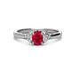 1 - Gianna 7x5 mm Oval Shape Ruby and Round Lab Grown Diamond Three Stone Engagement Ring 