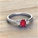 2 - Gianna 7x5 mm Oval Shape Ruby and Round Lab Grown Diamond Three Stone Engagement Ring 