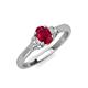 3 - Gianna 7x5 mm Oval Shape Ruby and Round Lab Grown Diamond Three Stone Engagement Ring 