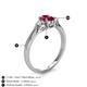 4 - Gianna 7x5 mm Oval Shape Ruby and Round Lab Grown Diamond Three Stone Engagement Ring 