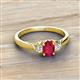 2 - Gianna 7x5 mm Oval Shape Ruby and Round Lab Grown Diamond Three Stone Engagement Ring 