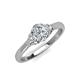 3 - Gianna 7x5 mm Oval Shape Forever Brilliant Moissanite and Round Lab Grown Diamond Three Stone Engagement Ring 