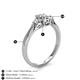 4 - Gianna 7x5 mm Oval Shape Forever Brilliant Moissanite and Round Lab Grown Diamond Three Stone Engagement Ring 