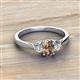 2 - Gianna 7x5 mm Oval Shape Smoky Quartz and Round Lab Grown Diamond Three Stone Engagement Ring 