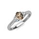 3 - Gianna 7x5 mm Oval Shape Smoky Quartz and Round Lab Grown Diamond Three Stone Engagement Ring 