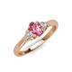 3 - Gianna 7x5 mm Oval Shape Pink Tourmaline and Round Lab Grown Diamond Three Stone Engagement Ring 