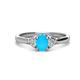 1 - Gianna 7x5 mm Oval Shape Turquoise and Round Lab Grown Diamond Three Stone Engagement Ring 