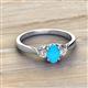2 - Gianna 7x5 mm Oval Shape Turquoise and Round Lab Grown Diamond Three Stone Engagement Ring 