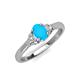 3 - Gianna 7x5 mm Oval Shape Turquoise and Round Lab Grown Diamond Three Stone Engagement Ring 