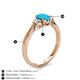 4 - Gianna 7x5 mm Oval Shape Turquoise and Round Lab Grown Diamond Three Stone Engagement Ring 