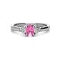 1 - Gianna 7x5 mm Oval Shape Pink Sapphire and Round Lab Grown Diamond Three Stone Engagement Ring 