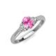 3 - Gianna 7x5 mm Oval Shape Pink Sapphire and Round Lab Grown Diamond Three Stone Engagement Ring 
