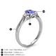 4 - Gianna 7x5 mm Oval Shape Tanzanite and Round Lab Grown Diamond Three Stone Engagement Ring 