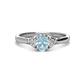 1 - Gianna 7x5 mm Oval Shape Aquamarine and Round Lab Grown Diamond Three Stone Engagement Ring 
