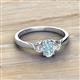 2 - Gianna 7x5 mm Oval Shape Aquamarine and Round Lab Grown Diamond Three Stone Engagement Ring 