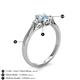 4 - Gianna 7x5 mm Oval Shape Aquamarine and Round Lab Grown Diamond Three Stone Engagement Ring 