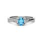 1 - Gianna 7x5 mm Oval Shape Blue Topaz and Round Lab Grown Diamond Three Stone Engagement Ring 
