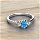 2 - Gianna 7x5 mm Oval Shape Blue Topaz and Round Lab Grown Diamond Three Stone Engagement Ring 