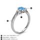 4 - Gianna 7x5 mm Oval Shape Blue Topaz and Round Lab Grown Diamond Three Stone Engagement Ring 