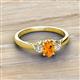 2 - Gianna 7x5 mm Oval Shape Citrine and Round Lab Grown Diamond Three Stone Engagement Ring 