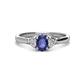 1 - Gianna 7x5 mm Oval Shape Iolite and Round Lab Grown Diamond Three Stone Engagement Ring 