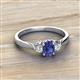2 - Gianna 7x5 mm Oval Shape Iolite and Round Lab Grown Diamond Three Stone Engagement Ring 