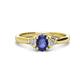 1 - Gianna 7x5 mm Oval Shape Iolite and Round Lab Grown Diamond Three Stone Engagement Ring 