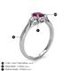 4 - Gianna 7x5 mm Oval Shape Rhodolite Garnet and Round Lab Grown Diamond Three Stone Engagement Ring 