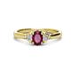 1 - Gianna 7x5 mm Oval Shape Rhodolite Garnet and Round Lab Grown Diamond Three Stone Engagement Ring 