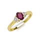 3 - Gianna 7x5 mm Oval Shape Rhodolite Garnet and Round Lab Grown Diamond Three Stone Engagement Ring 