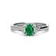 1 - Gianna 7x5 mm Oval Shape Emerald and Round Lab Grown Diamond Three Stone Engagement Ring 