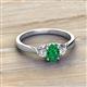 2 - Gianna 7x5 mm Oval Shape Emerald and Round Lab Grown Diamond Three Stone Engagement Ring 