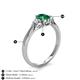 4 - Gianna 7x5 mm Oval Shape Emerald and Round Lab Grown Diamond Three Stone Engagement Ring 