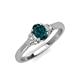 3 - Gianna 7x5 mm Oval Shape London Blue Topaz and Round Lab Grown Diamond Three Stone Engagement Ring 