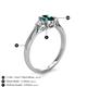 4 - Gianna 7x5 mm Oval Shape London Blue Topaz and Round Lab Grown Diamond Three Stone Engagement Ring 