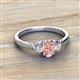 2 - Gianna 7x5 mm Oval Shape Morganite and Round Lab Grown Diamond Three Stone Engagement Ring 